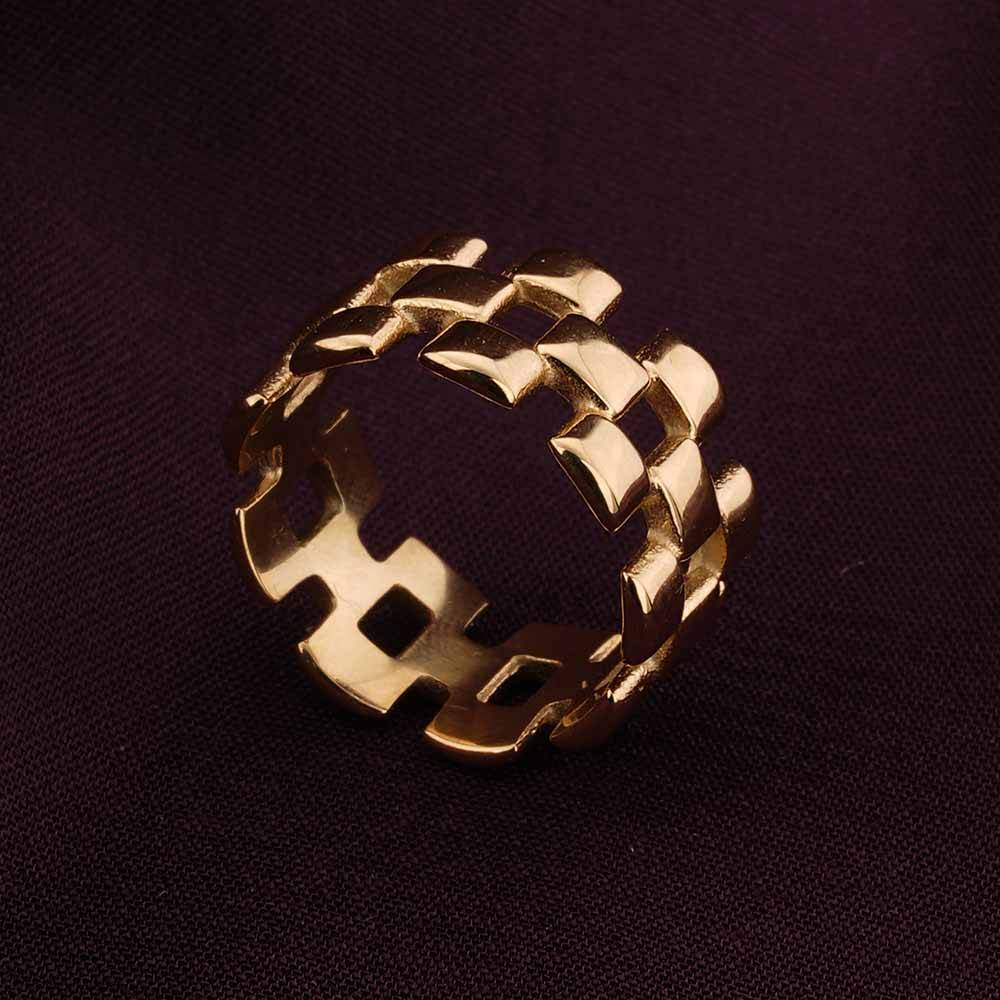 Palmonas Cubed Curiosity Gold Ring (Size-7) For Womens - Waterproof & Anti-Tarnish : PMWSSRG347-G-7