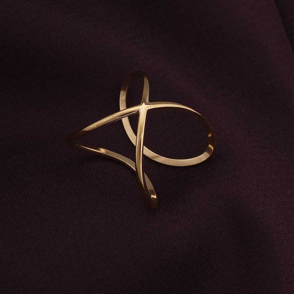 Palmonas Irregular Cuff Gold Ring For Womens - Waterproof & Anti-Tarnish : PMWSSRG366-G-8