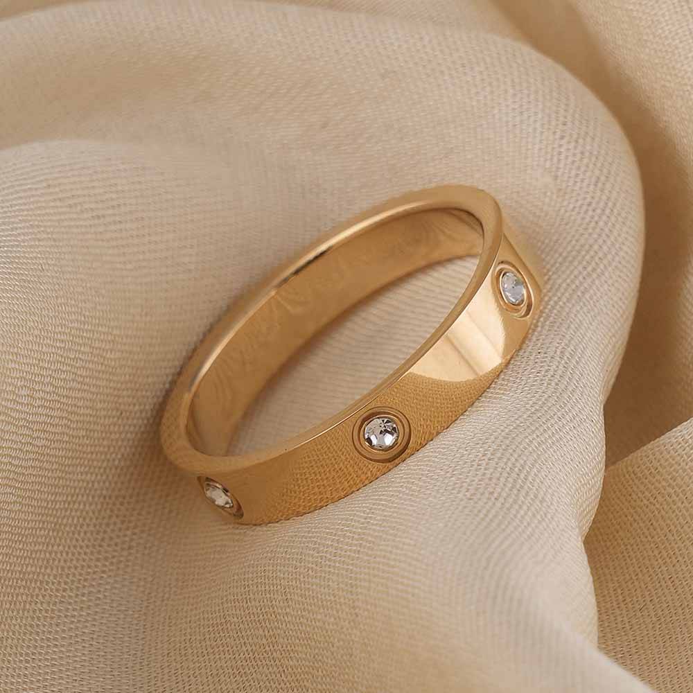 Palmonas Cartier Gold Band Ring For Womens - Waterproof & Anti-Tarnish : PMWSSRG532-G-6