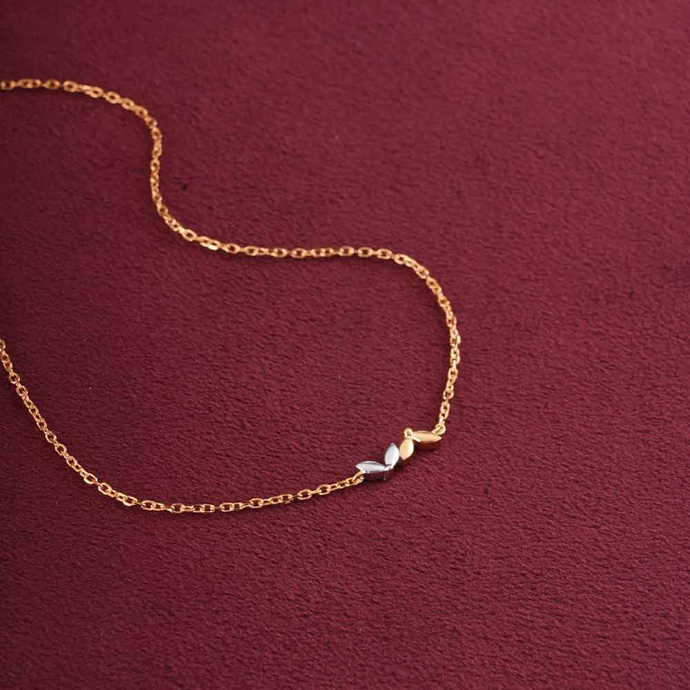 925 Sterling Silver Whispering Leaf Anklet For Womens - Waterproof & Anti-Tarnish : PMWSTAN015-G
