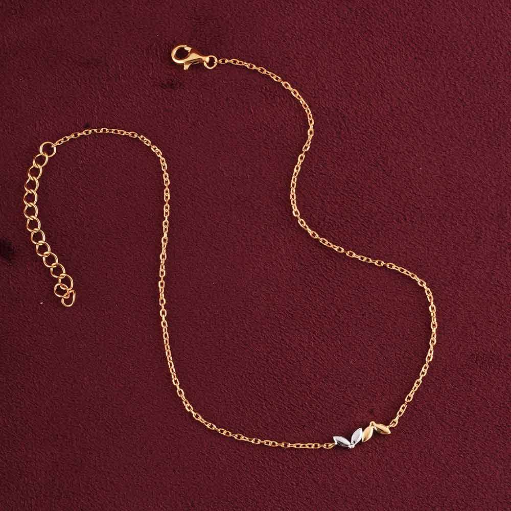 925 Sterling Silver Whispering Leaf Anklet For Womens - Waterproof & Anti-Tarnish : PMWSTAN015-G