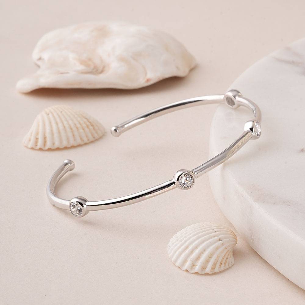 Palmonas 925 Sterling Silver Zircon Pulse Station  Bracelet For Womens : PMWSTBR302-S