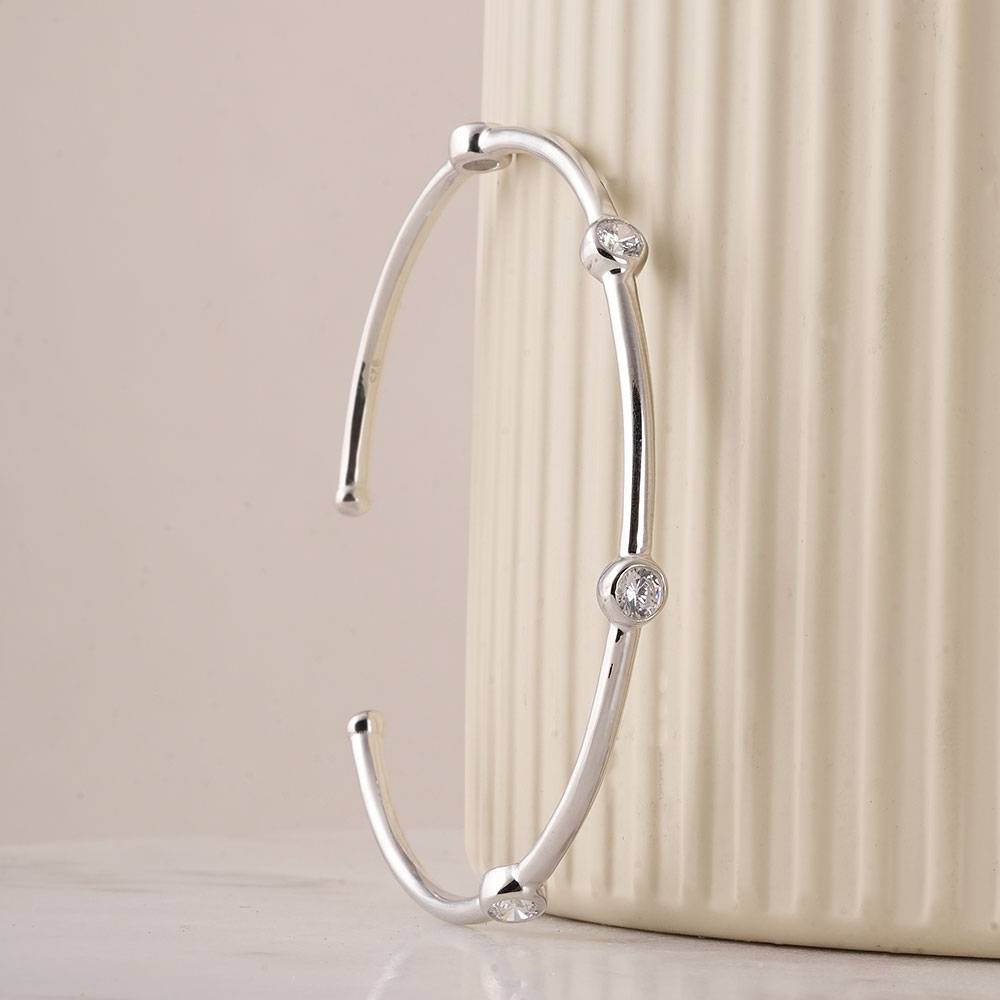 Palmonas 925 Sterling Silver Zircon Pulse Station  Bracelet For Womens : PMWSTBR302-S