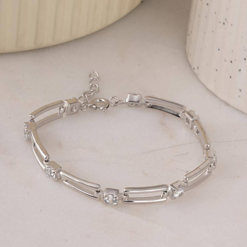 Palmonas 925 Sterling Silver Bar And Dot Bracelet For Womens : PMWSTBR307-S