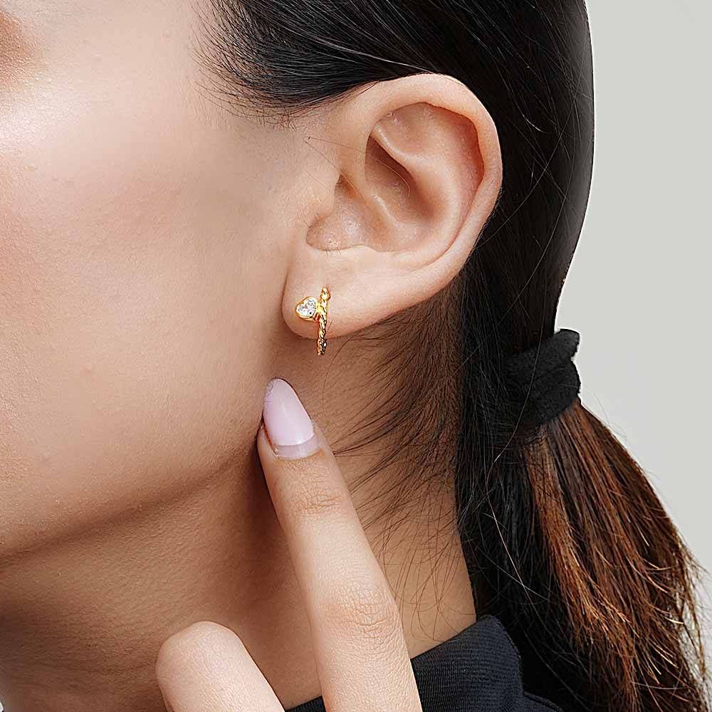 925 Sterling Silver Heart Halo Hoops For Womens - Waterproof & Anti Tarnish : PMWSTER253-G