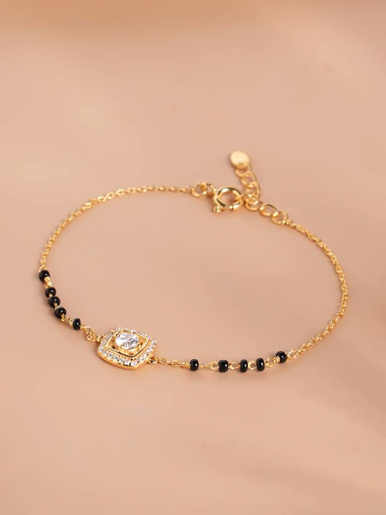 925 Sterling Silver Threads Of Love 925 Sterling Silver Mangalsutra Bracelet For Women : PMWSTMB002-G