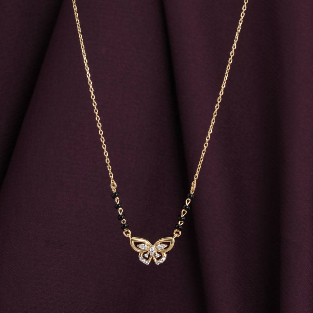 Palmonas 925 Sterling Silver Wings Of Butterfly Mangalsutra For Womens : PMWSTMN013-G