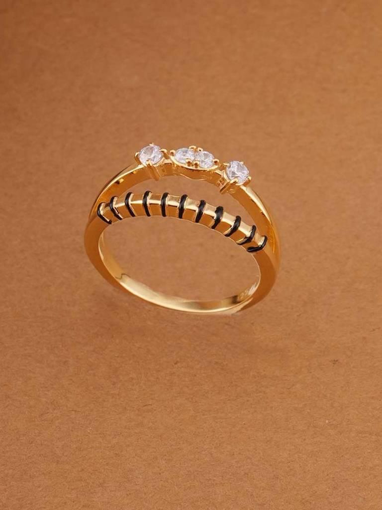 Elegant 925 Sterling Silver Mangalsutra Ring For Womens : PMWSTMNR002-G-6