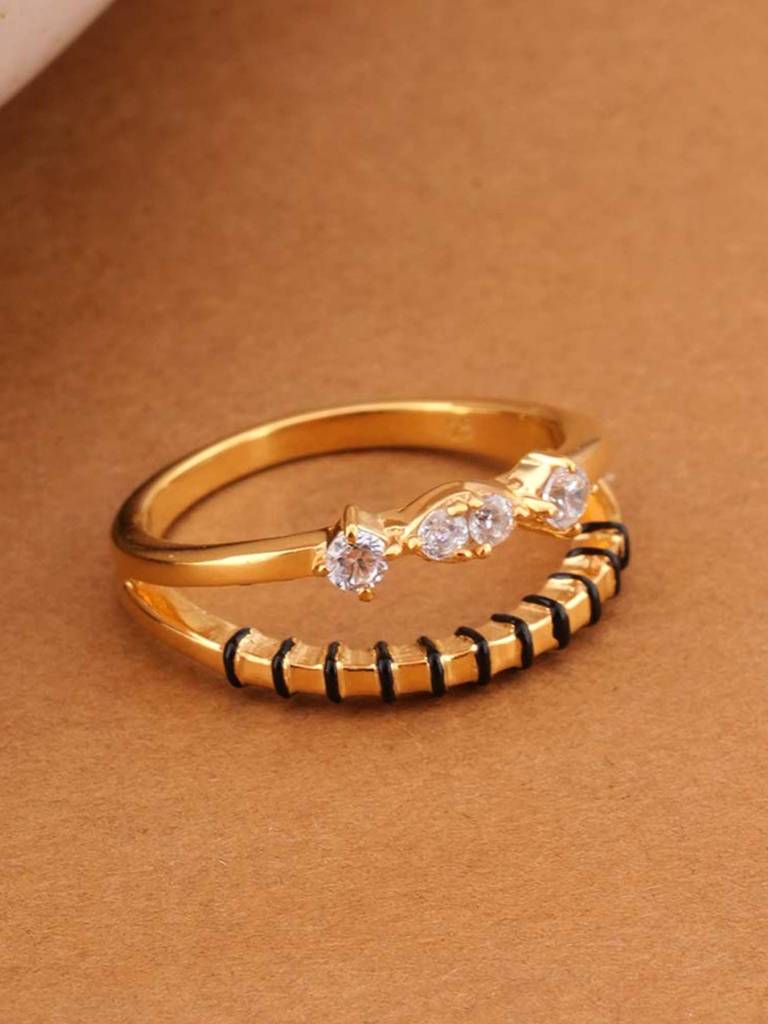 Elegant 925 Sterling Silver Mangalsutra Ring For Womens : PMWSTMNR002-G-6