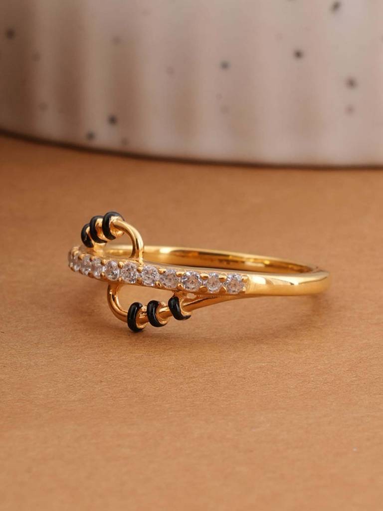 Wave Design 925 Sterling Silver Mangalsutra Ring For Womens