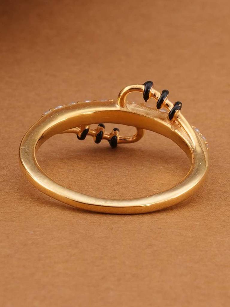 Wave Design 925 Sterling Silver Mangalsutra Ring For Womens : PMWSTMNR007-G-5