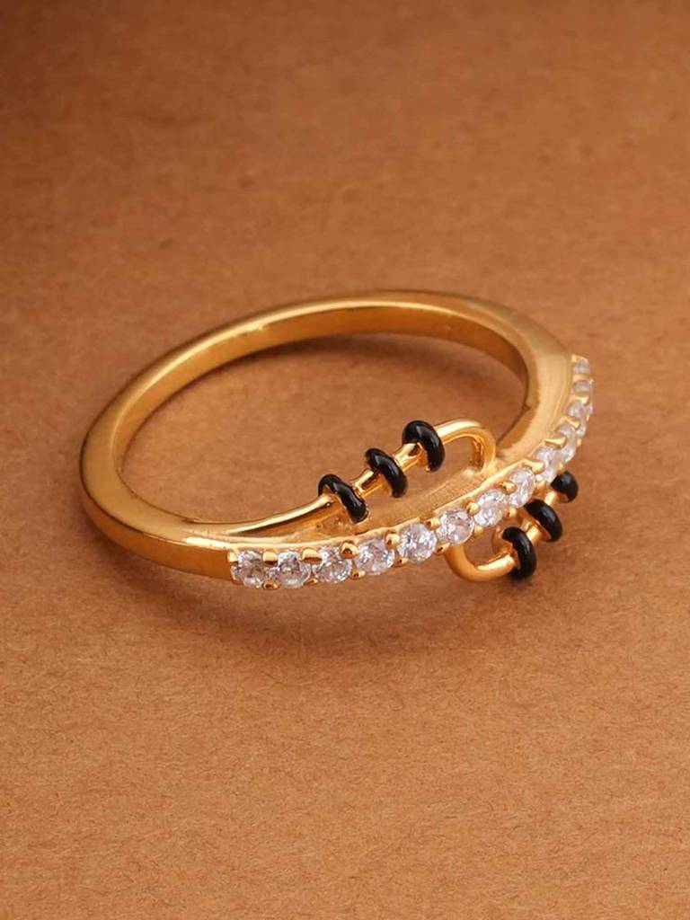 Wave Design 925 Sterling Silver Mangalsutra Ring For Womens : PMWSTMNR009-G-7