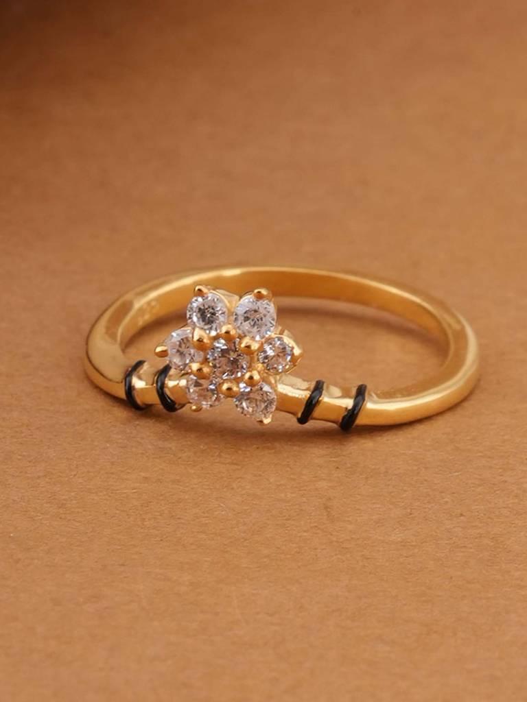 Star Cluster 925 Sterling Silver Mangalsutra Ring For Womens : PMWSTMNR010-G-5