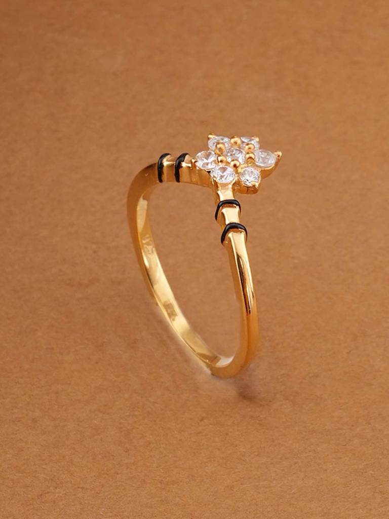 Star Cluster 925 Sterling Silver Mangalsutra Ring For Womens : PMWSTMNR011-G-6