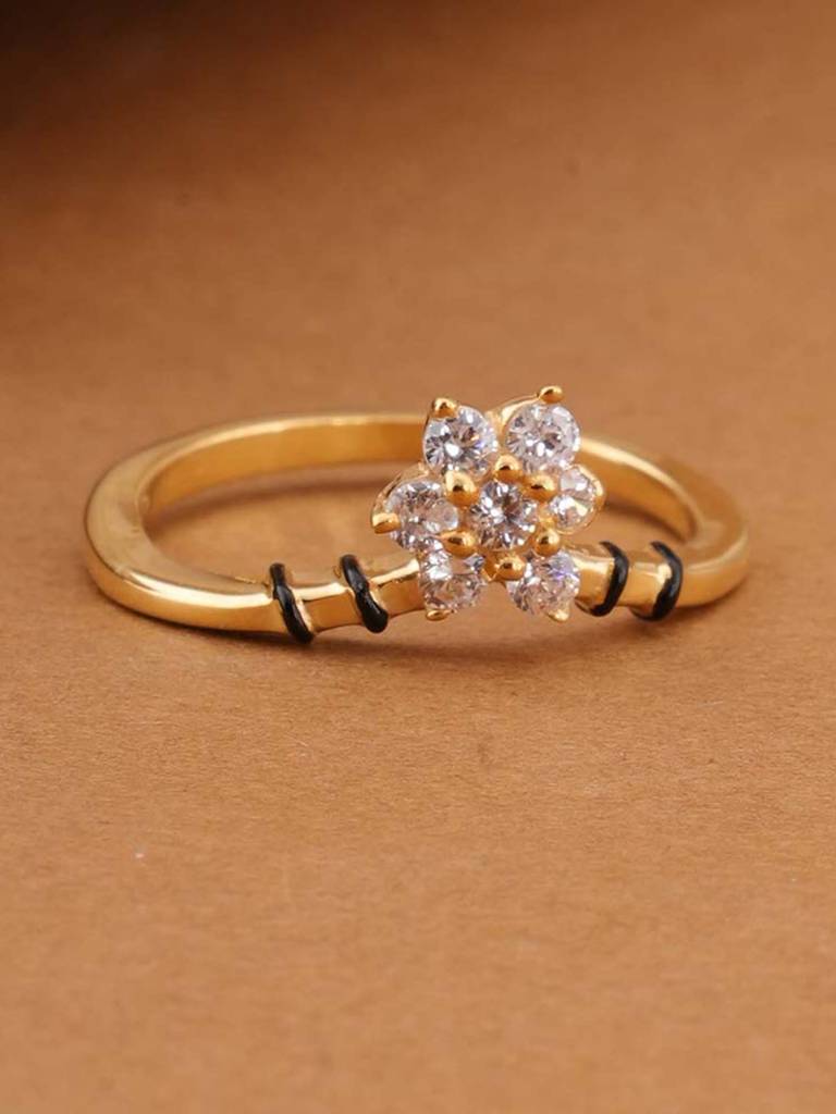 Star Cluster 925 Sterling Silver Mangalsutra Ring For Womens : PMWSTMNR012-G-7