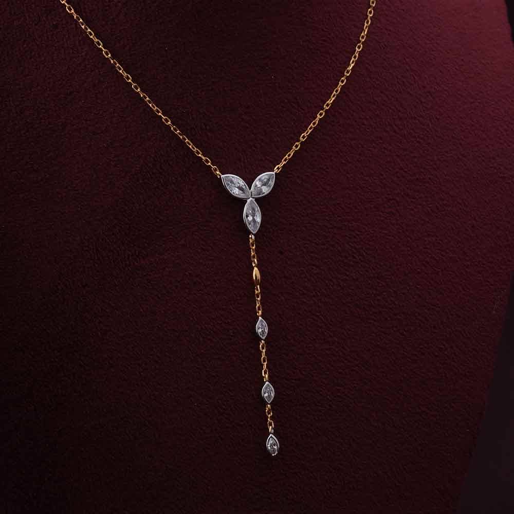 925 Sterling Silver Serenity Lariate Necklace For Womens - Waterproof & Anti Tarnish : PMWSTNC116-G