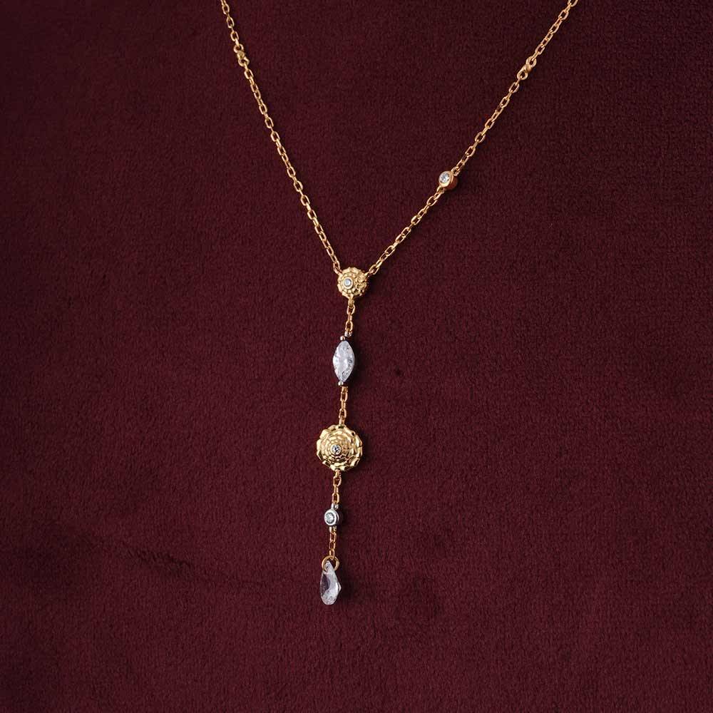 925 Sterling Silver Gendaphool Essence Lariate Necklace For Womens - Waterproof & Anti Tarnish : PMWSTNC117-G