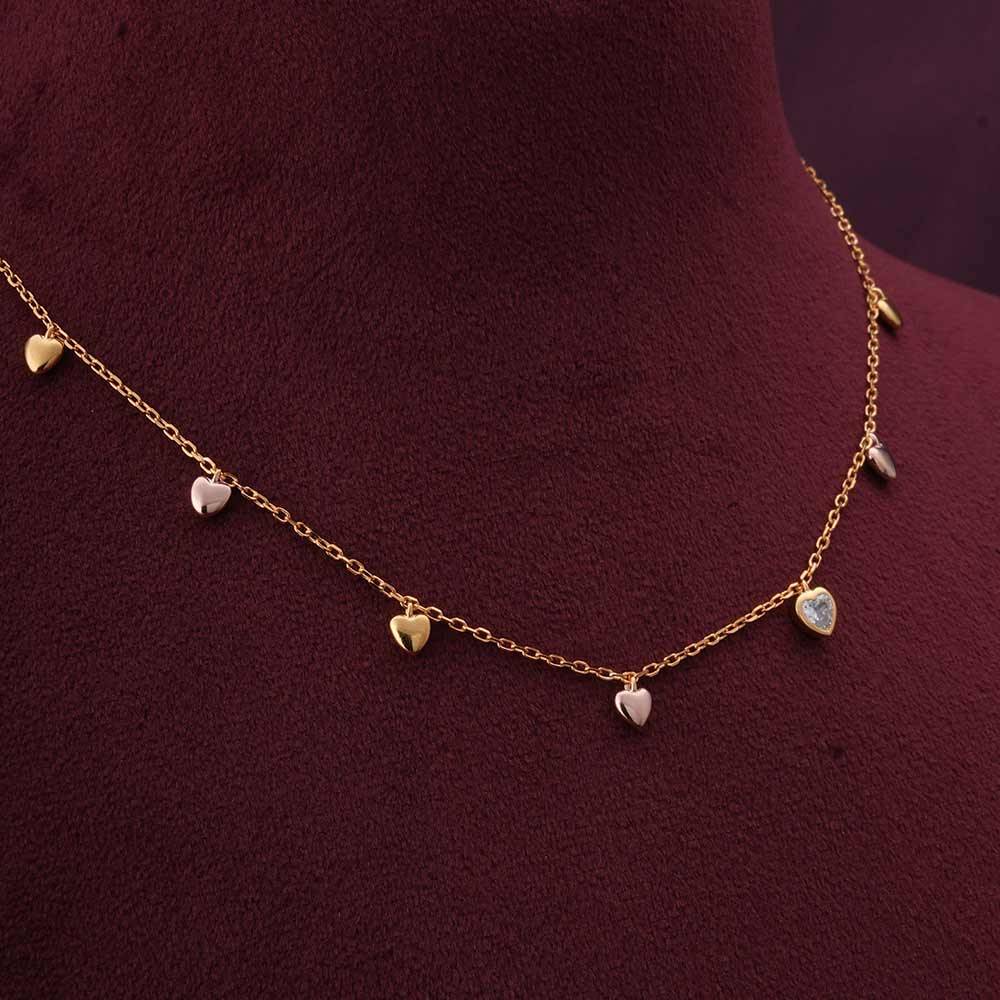 925 Sterling Silver Queen Heart Station Necklace For Womens - Waterproof & Anti Tarnish : PMWSTNC118-G