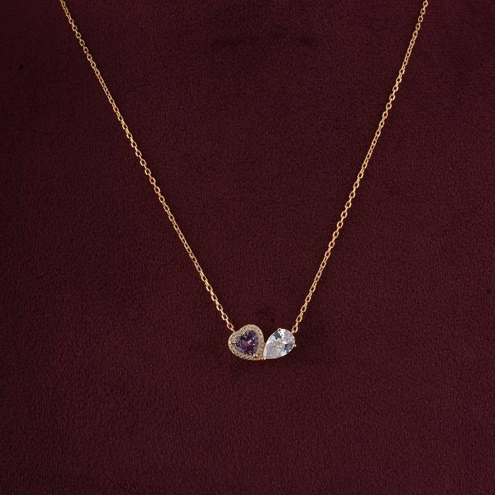 925 Sterling Silver Heart Stone Amethyst Haze Pendant For Womens - Waterproof & Anti Tarnish : PMWSTNC135-G