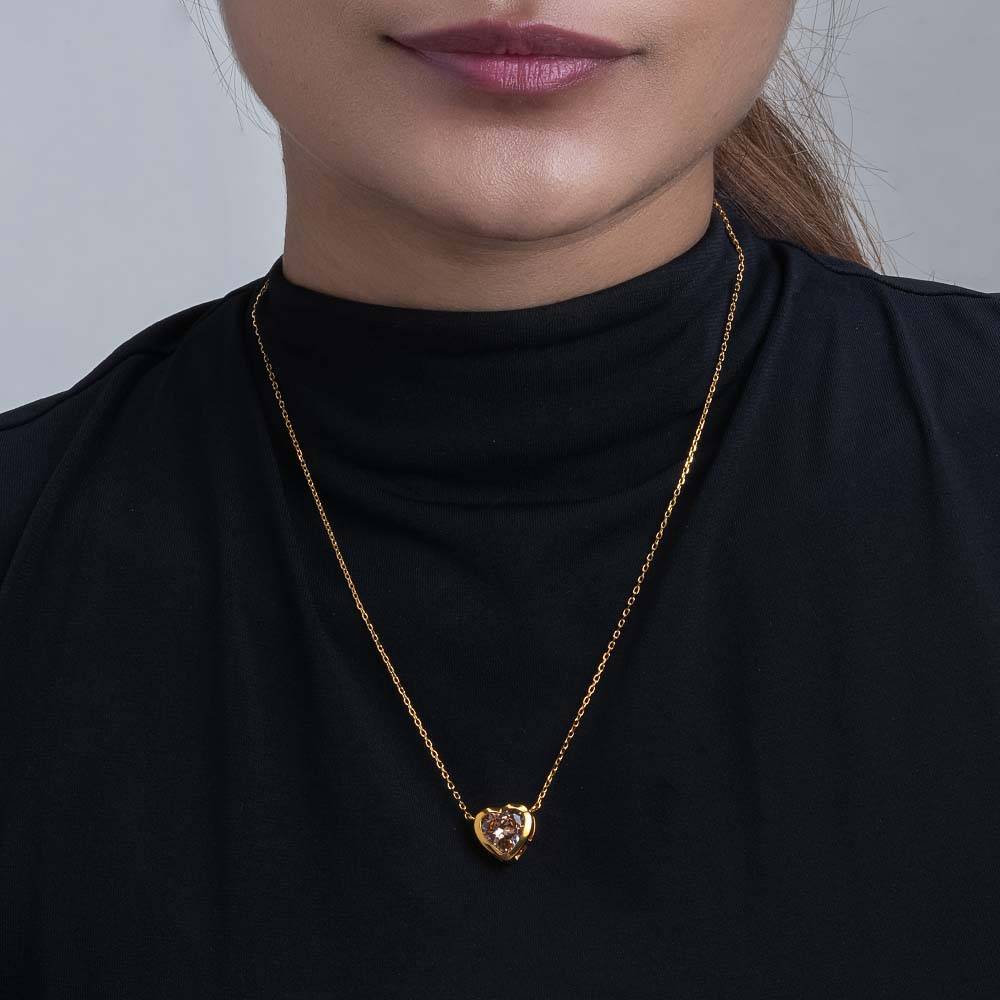 925 Sterling Silver Golden Sunrise Heart Pendant For Womens - Waterproof & Anti Tarnish : PMWSTNC137-G