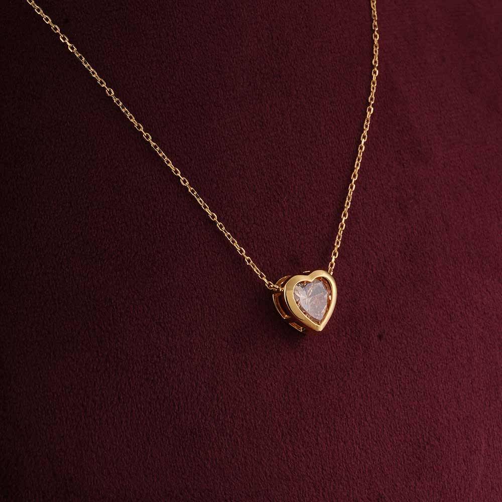 925 Sterling Silver Golden Sunrise Heart Pendant For Womens - Waterproof & Anti Tarnish : PMWSTNC137-G