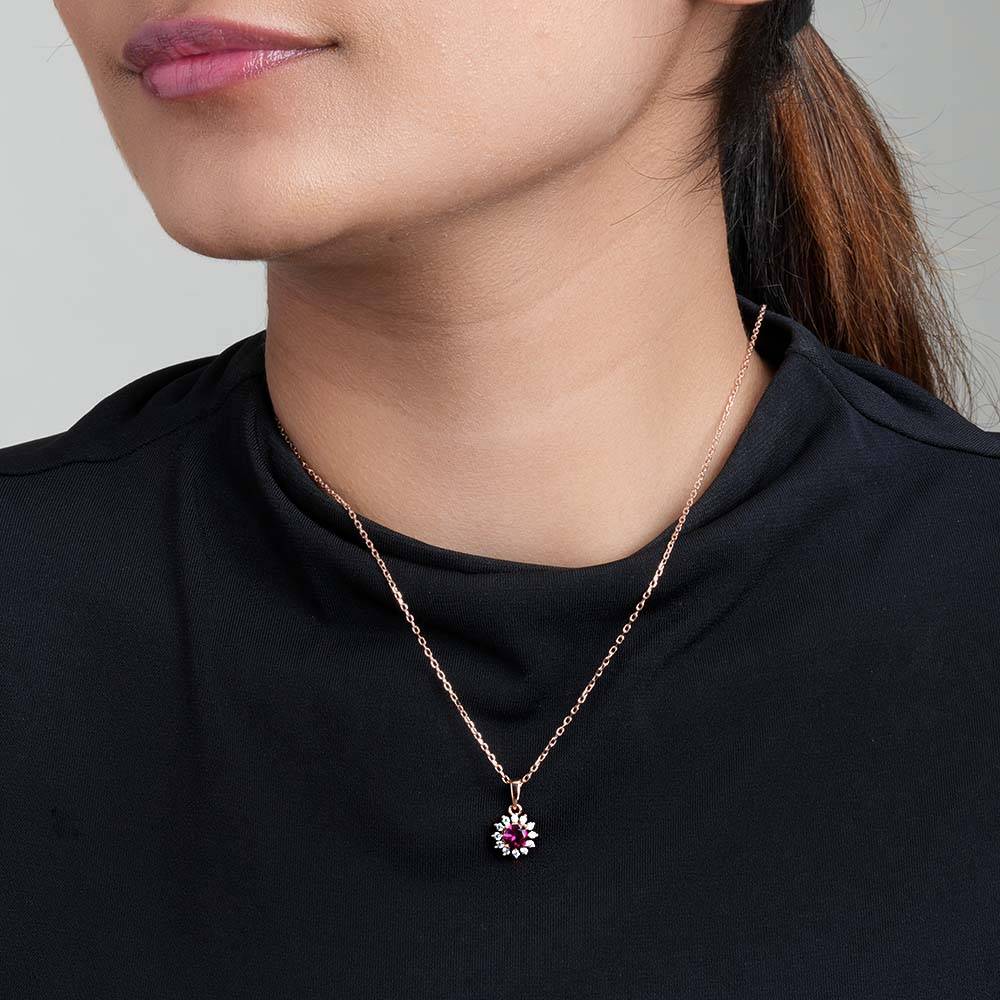 925 Sterling Silver Crimson Blaze Pendant For Womens - Waterproof & Anti Tarnish : PMWSTNC138-RG
