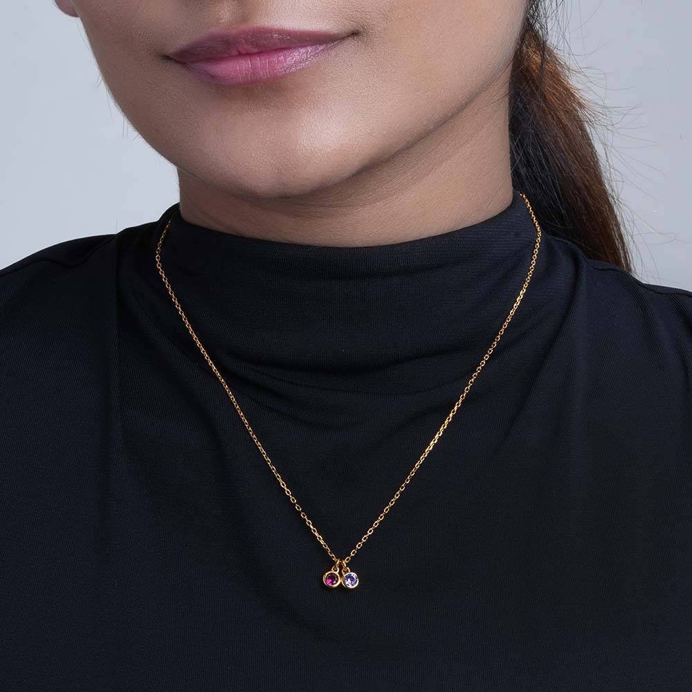 925 Sterling Silver Dual Charm Colorstone Pendant For Womens - Waterproof & Anti Tarnish : PMWSTNC139-G