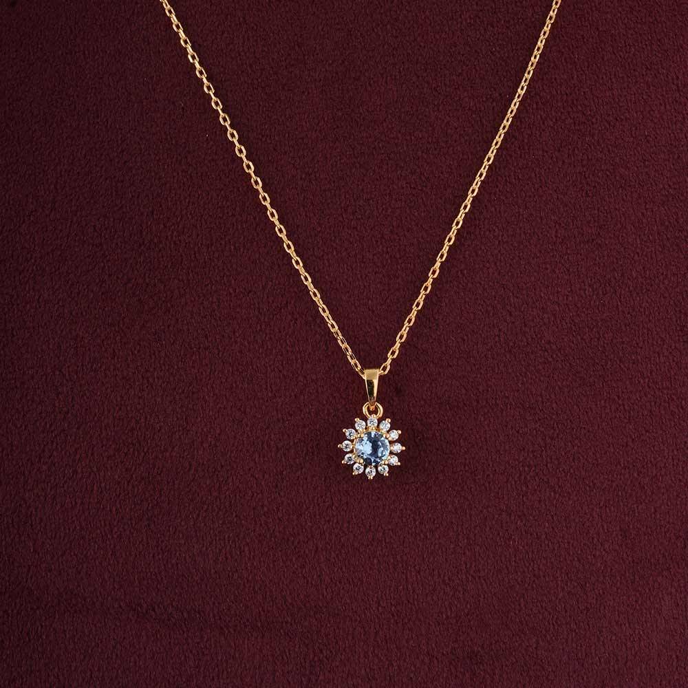 925 Sterling Silver Aquablue Cluster Pendant For Womens - Waterproof & Anti Tarnish : PMWSTNC143-G