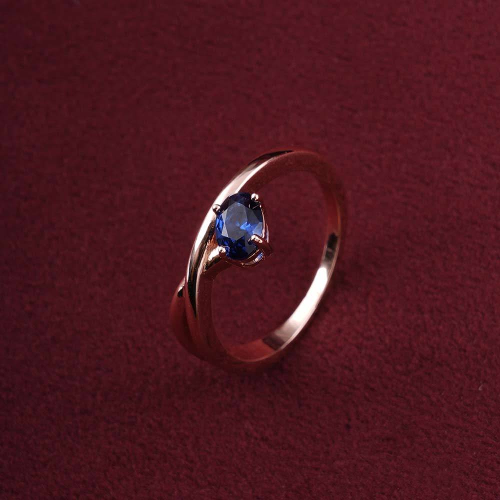 925 Sterling Silver Blue Spahhire Crossover Ring For Womens (Size-6) - Waterproof & Anti Tarnish : PMWSTRG155-RG-6