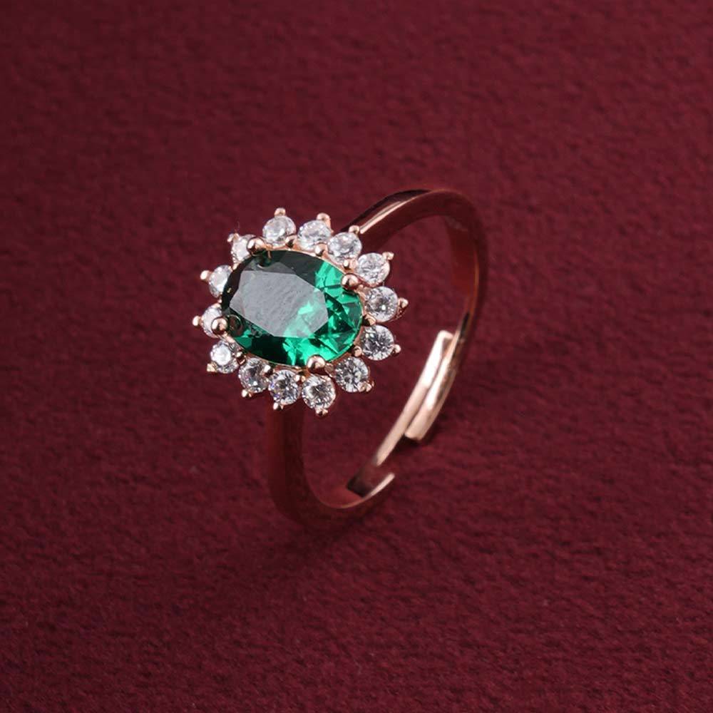 925 Sterling Silver Emerald Cluster Ring For Womens (Size-6) - Waterproof & Anti Tarnish : PMWSTRG156-RG-6