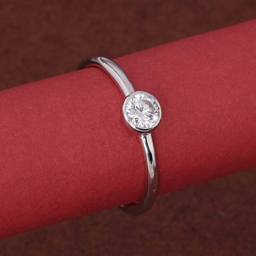 Palmonas 925 Sterling Silver Bazel Round 925 Silver Ring For Womens : PMWSTRG398-S-A