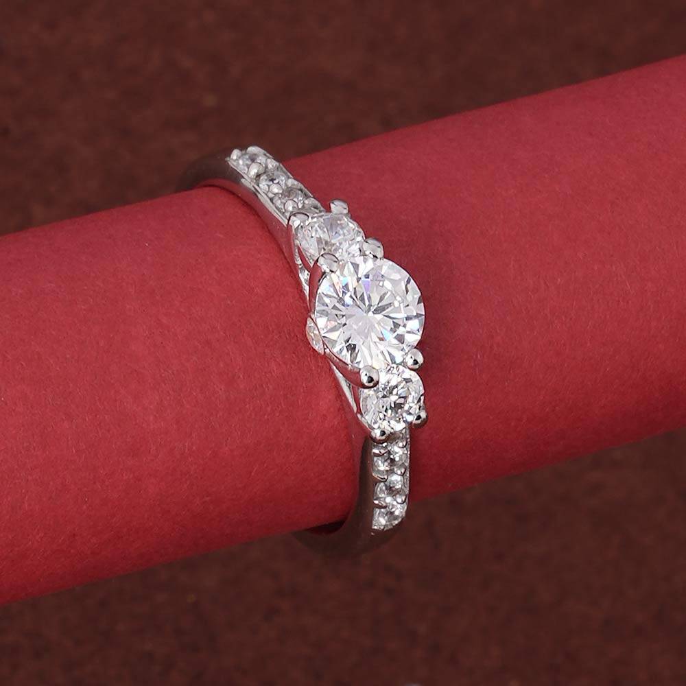 Palmonas 925 Sterling Silver Scarlet 3 Stone Spark 925 Silver Ring For Womens : PMWSTRG421-S-6