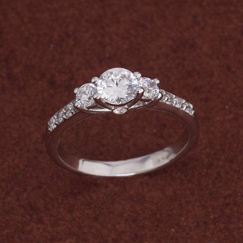 Palmonas 925 Sterling Silver Scarlet 3 Stone Spark 925 Silver Ring For Womens : PMWSTRG421-S-6