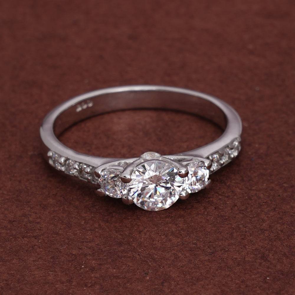 Palmonas 925 Sterling Silver Scarlet 3 Stone Spark 925 Silver Ring For Womens : PMWSTRG421-S-6