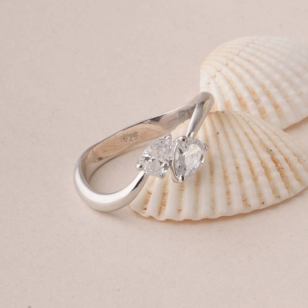 Palmonas 925 Sterling Silver Toi And Moi 
Open Silver Ring For Womens - Size-Adjustable : PMWSTRG806-S-A