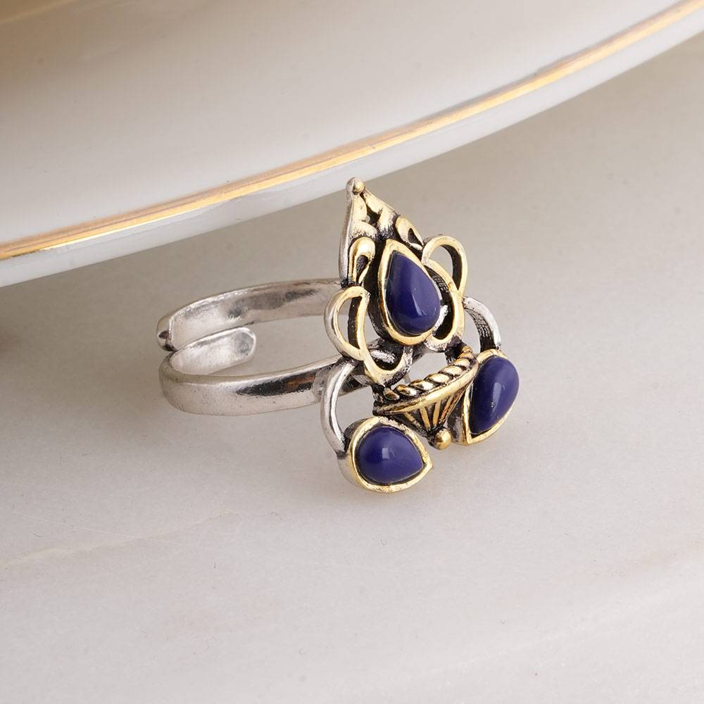 925 Sterling Silver Indi Ring  For Womens (Adjustable Size) - Waterproof & Anti Tarnish : PMWSTRG820-MC-A