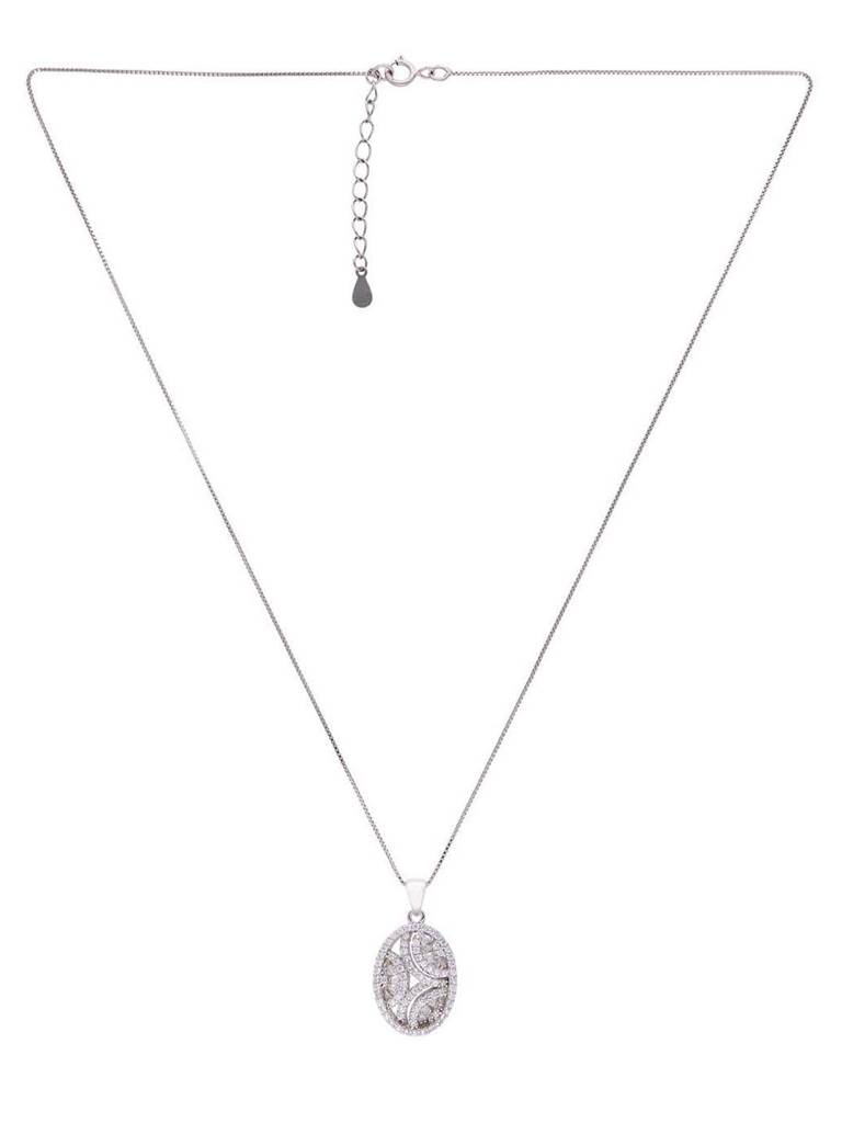 Sterling Opulent Ovals Zircon Pendant With Chain & Earrings Set : PSCP100-S-NA