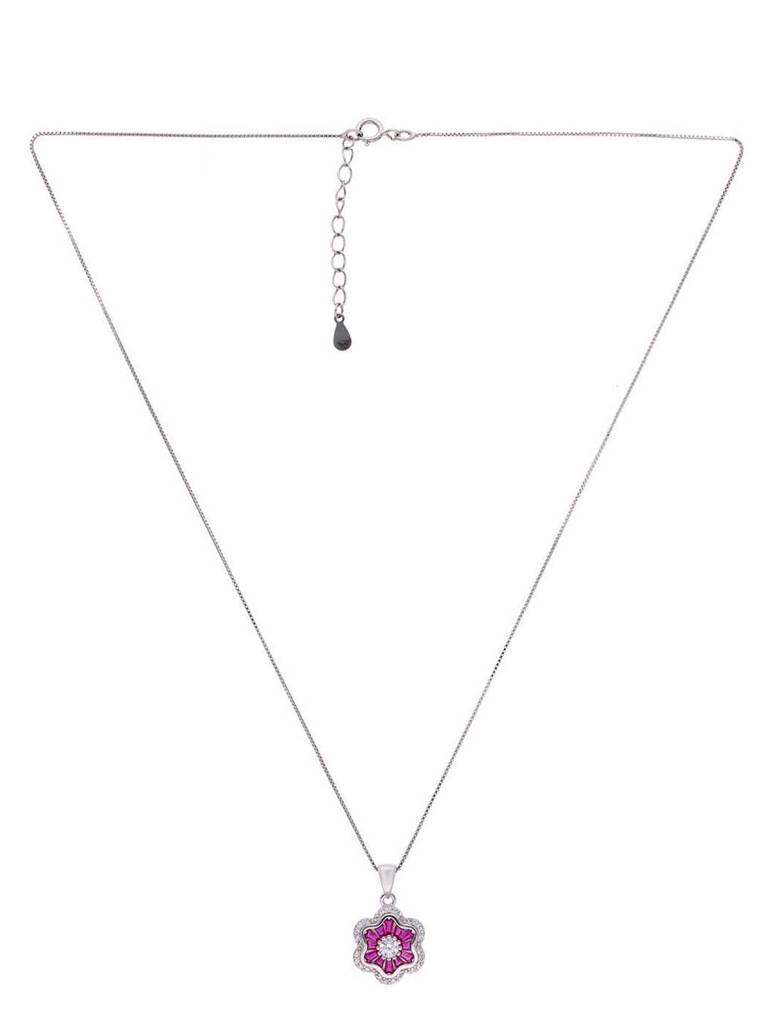 Sterling Crystals Zircon Pendant With Chain & Earrings Set : PSCP107-S-NA