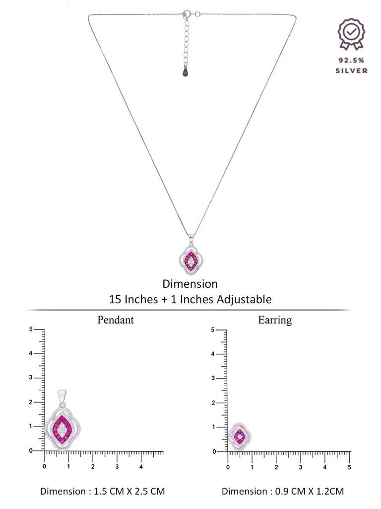 Sterling Pink Rhapsody Of Radiance Pendant With Chain & Earrings Set : PSCP113-S-NA
