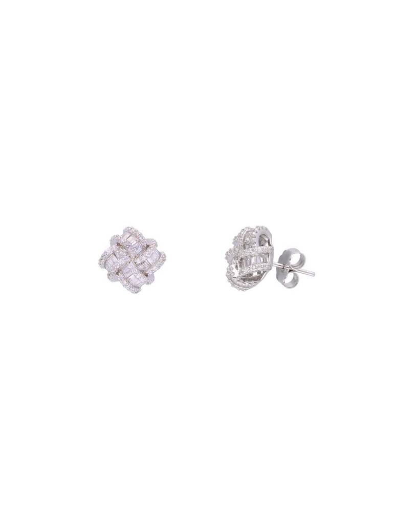 Sterling Knotted Brilliance Pendant With Chain & Earrings Set : PSCP115-S-NA