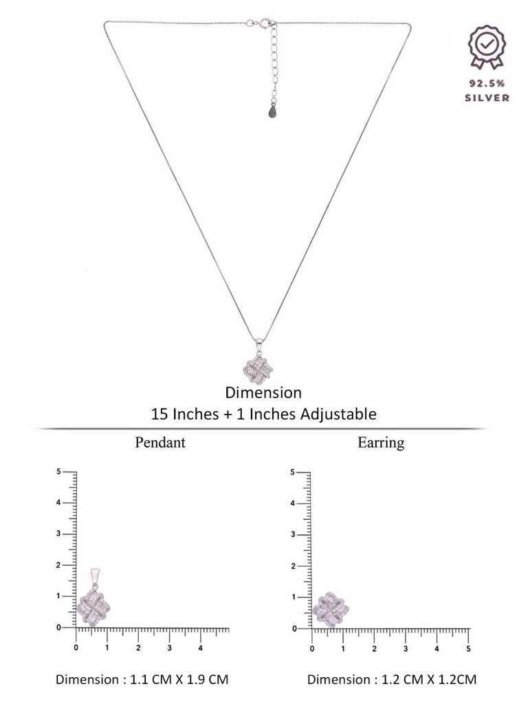 Sterling Knotted Brilliance Pendant With Chain & Earrings Set : PSCP115-S-NA