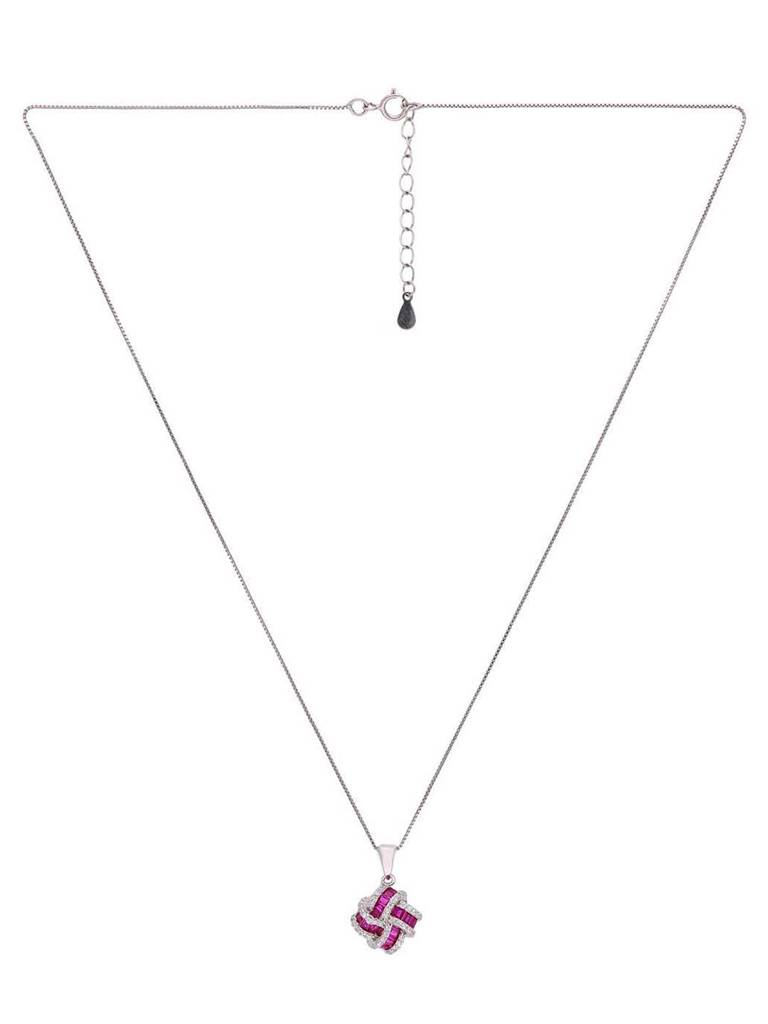 Sterling Pink Knotted Brilliance Pendant With Chain & Earrings Set : PSCP116-S-NA