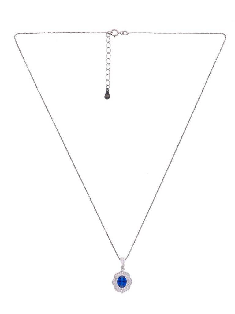 Sterling Blooming Blues Pave Pendant With Chain & Earrings Set : PSCP118-S-NA