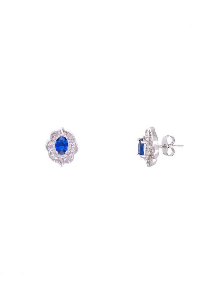 Sterling Blooming Blues Pave Pendant With Chain & Earrings Set : PSCP118-S-NA