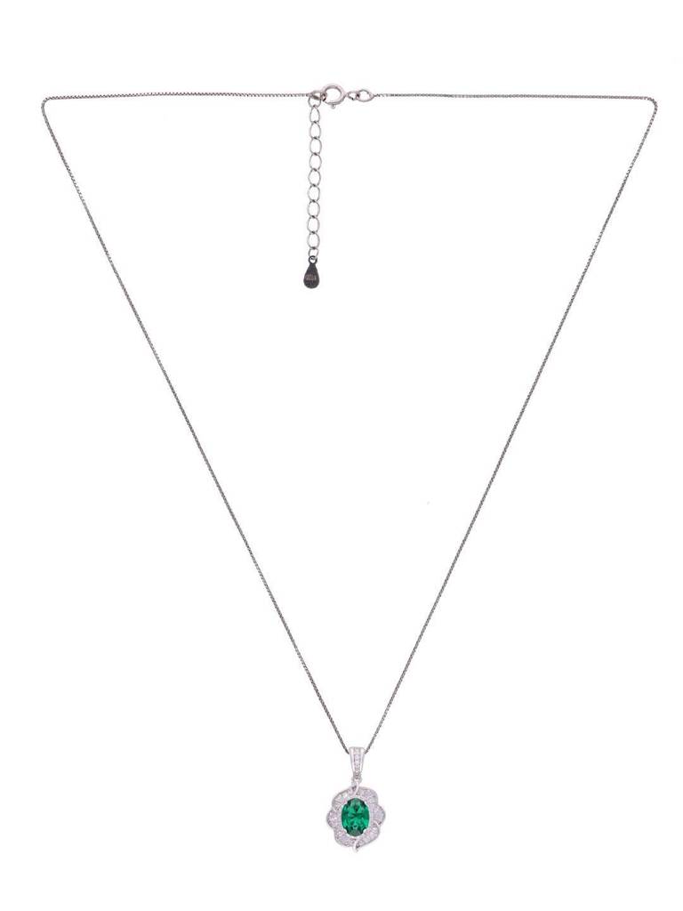 Sterling Blooming Blues Green Pendant With Chain & Earrings Set : PSCP119-S-NA