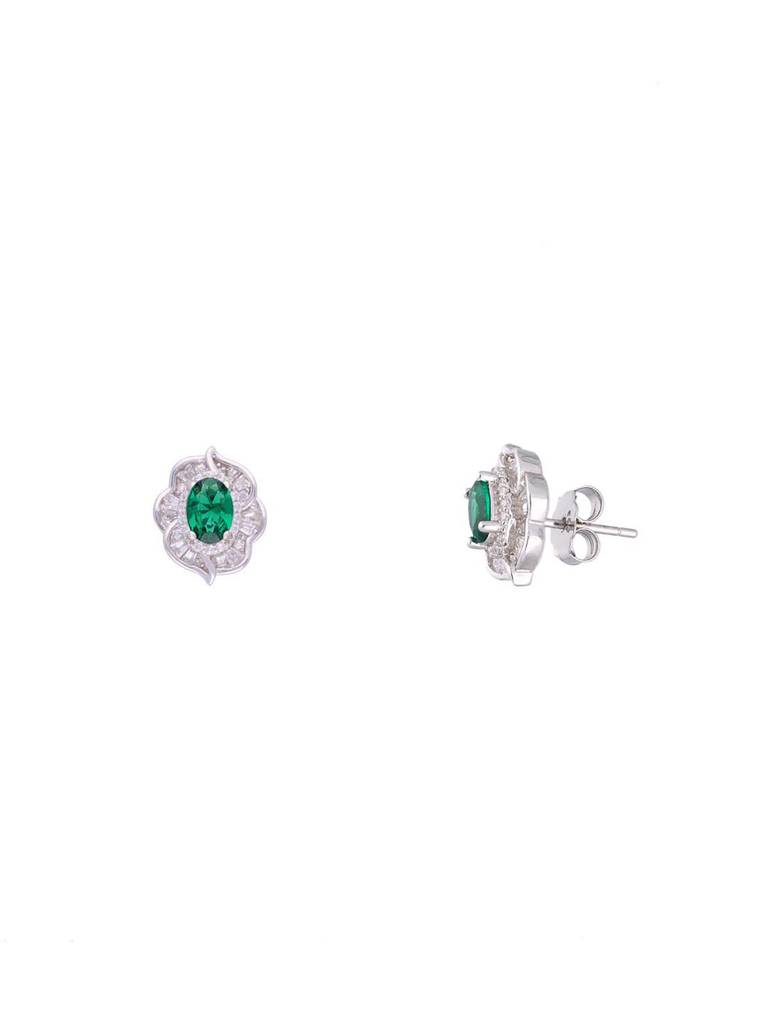 Sterling Blooming Blues Green Pendant With Chain & Earrings Set : PSCP119-S-NA
