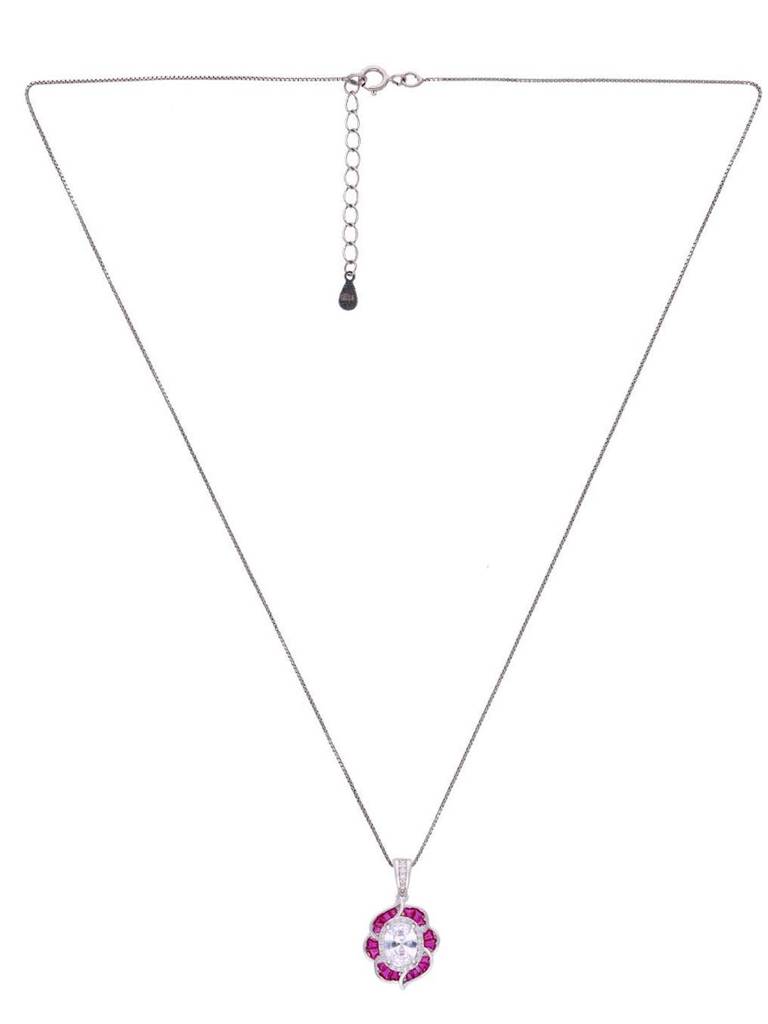 Sterling Blooming Blues Pink Pendant With Chain & Earrings Set : PSCP120-S-NA