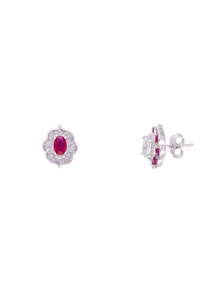 Sterling Blooming Blues Pink Pendant With Chain & Earrings Set : PSCP120-S-NA
