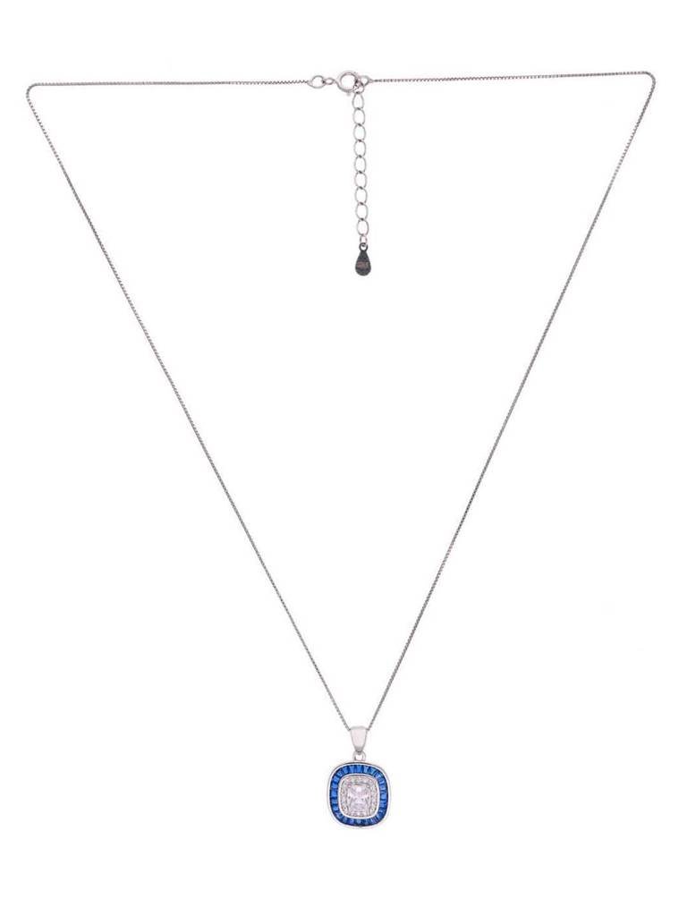 Sterling Pink Zircon Rectangle Pendant With Chain & Earrings Set : PSCP128-S-NA