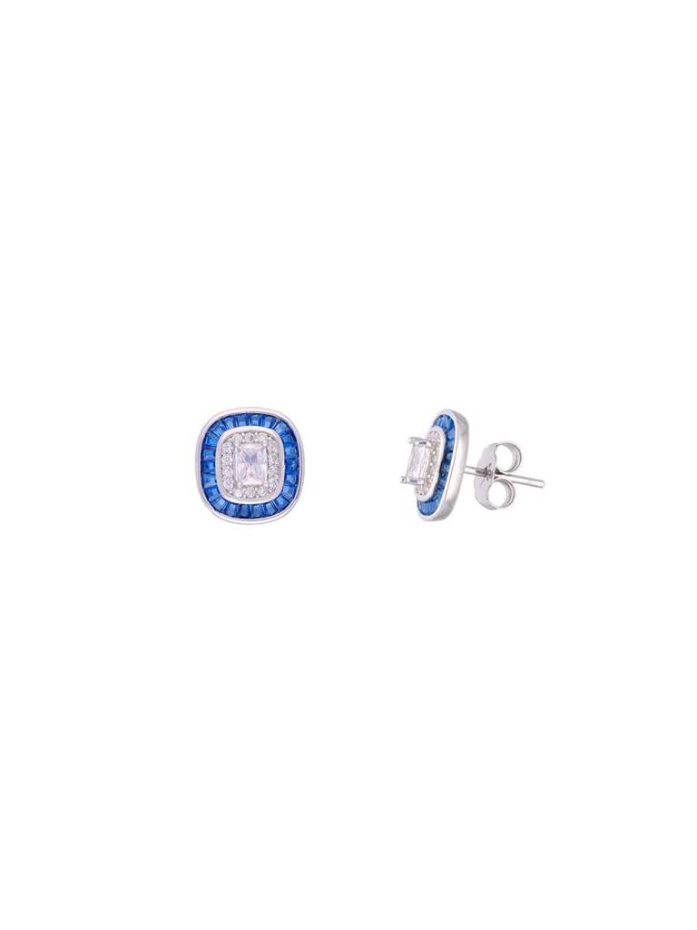 Sterling Pink Zircon Rectangle Pendant With Chain & Earrings Set : PSCP128-S-NA